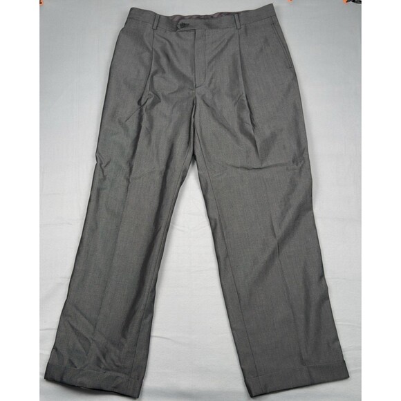 Sean John Dress Pants Mens 38x32 Metallic Gray & Black Pleated w/ Cuffs Baggy - Picture 3 of 16